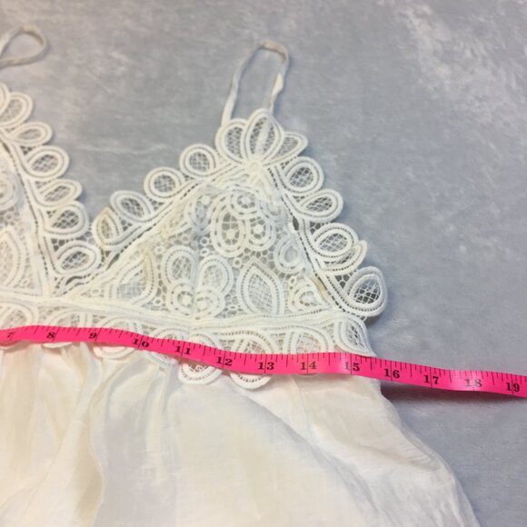 Zara Strappy Guipure Maxi Lace Dress XS Womans White V-neck Low Back Beach Boho - Picture 13 of 14